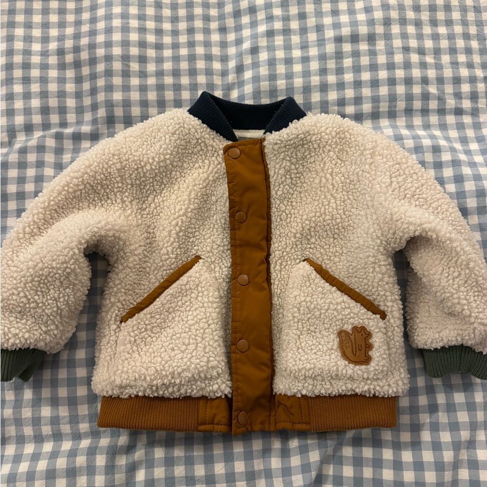 Bout'chou Sherpa Bomber Jacket with Navy Trim